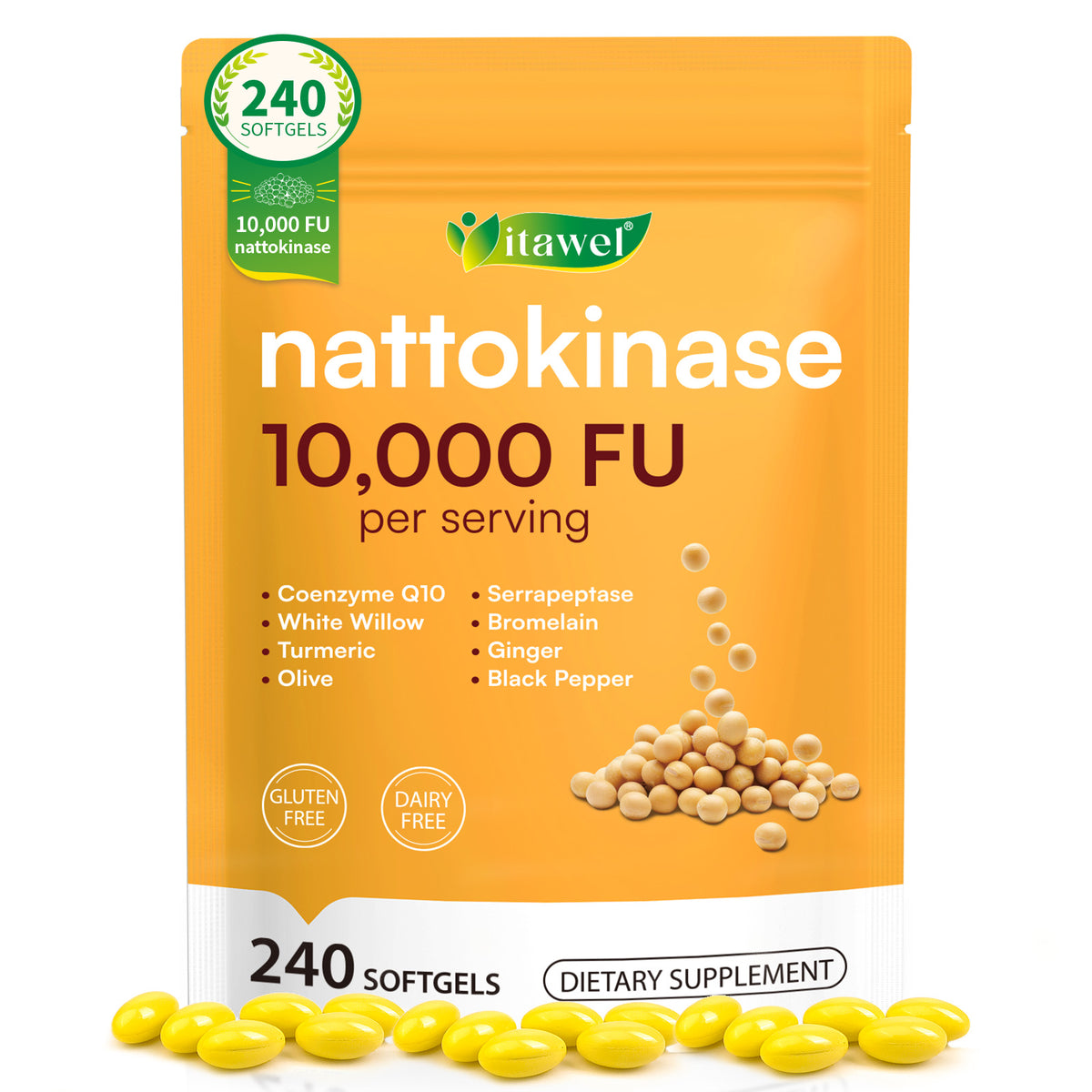 Itawel Nattokinase Complex 10000 FU 240 softgels - view 2